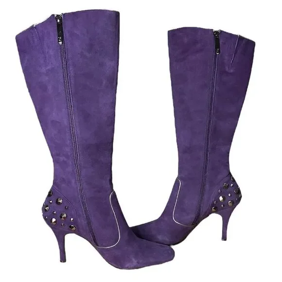 Donald J. Pliner Studded Suede High Heel Boots